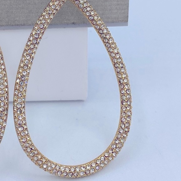 Vintage NADRI Pave CrystalEarrings Oval Lever Back Earrings 2 1/2” long NWT - Picture 5 of 7